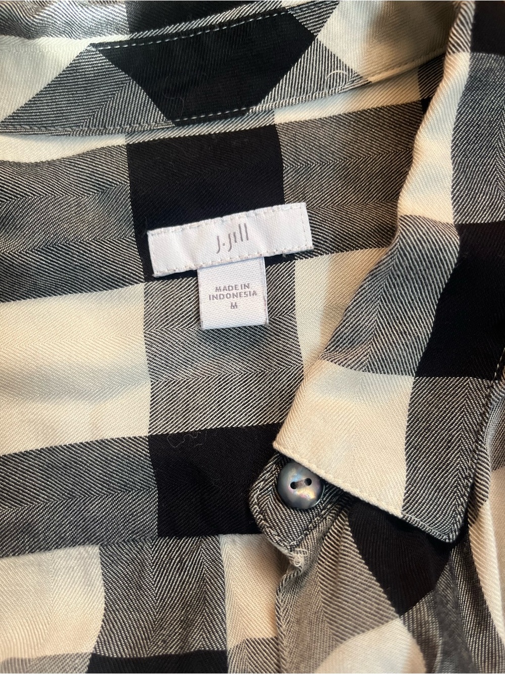 J. Jill Black and White Buffalo Check Button-Down Shirt - Picture 2 of 4